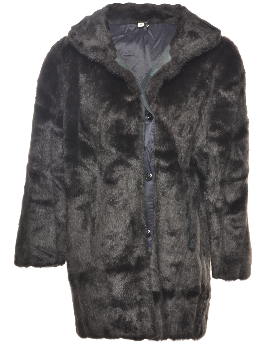 Dark Brown Faux Fur Coat - L