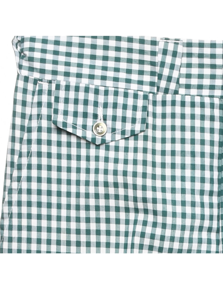 Checked Pattern Green & White Trousers - W32 L30