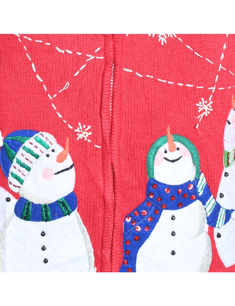 Snowman Christmas Cardigan - M