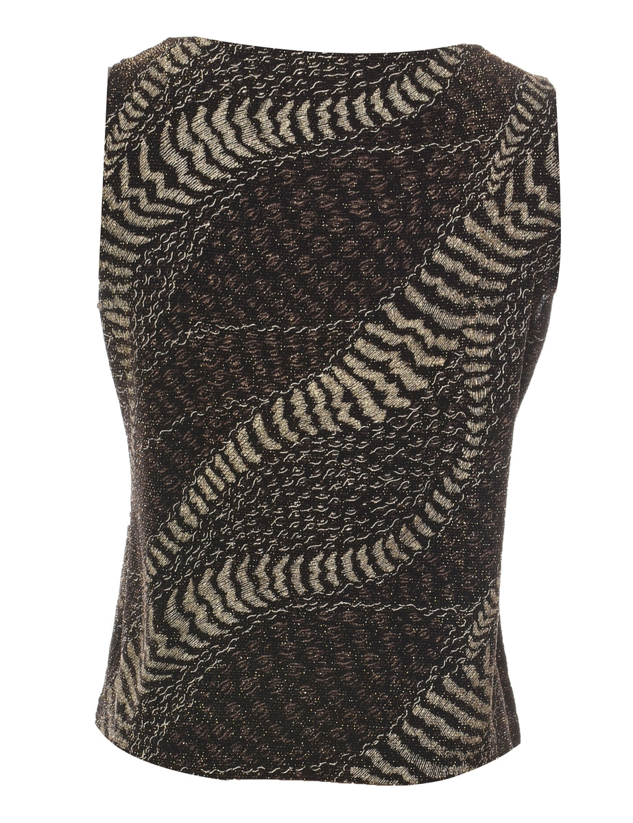 Animal Print Metallic Finish Evening Top - S