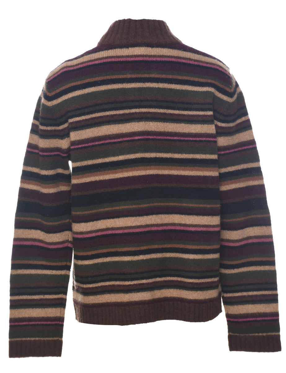 Striped Wool Cardigan - M