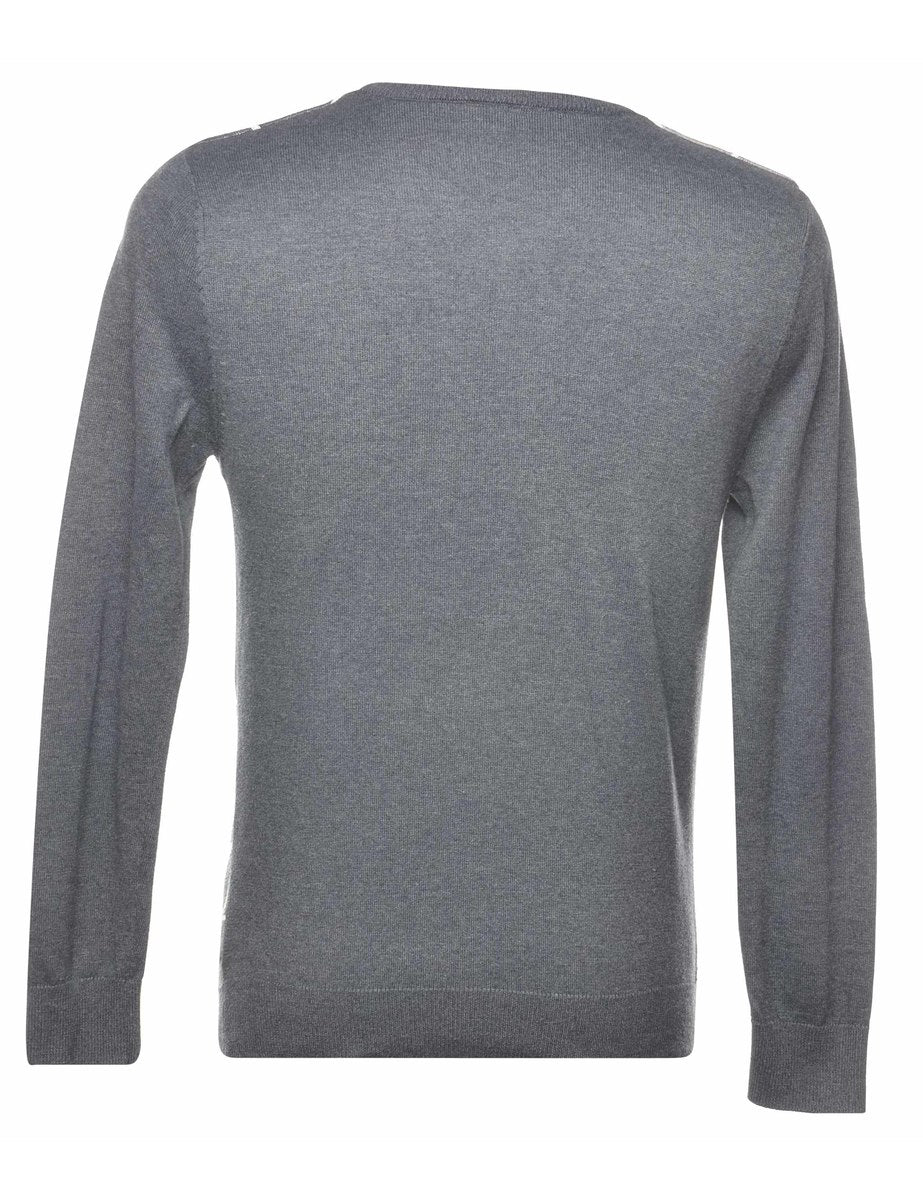 Checked Dark Grey Jumper - M