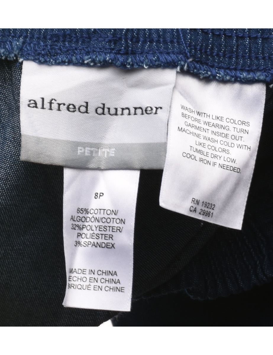 Alfred Dunner Elasticated Waist Dark Wash Denim Trousers - W28 L29