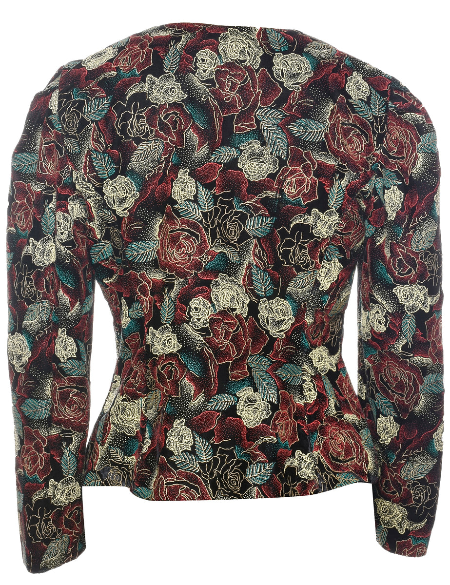 Floral Pattern Evening Jacket - M