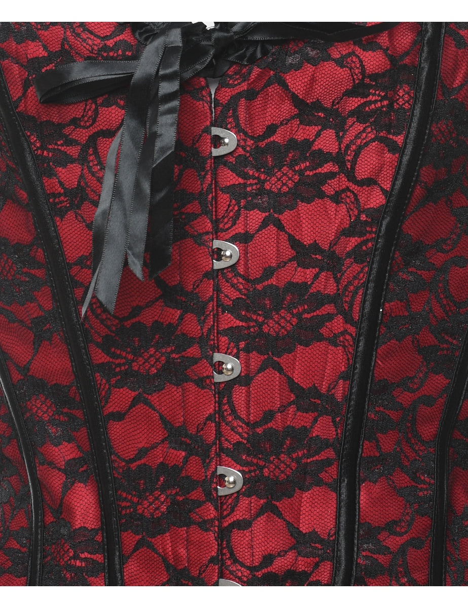 Lace Floral Print Corset - L