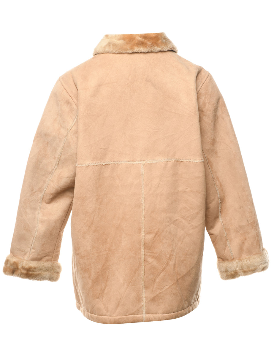 Light Brown Shearling Lined Coat - L