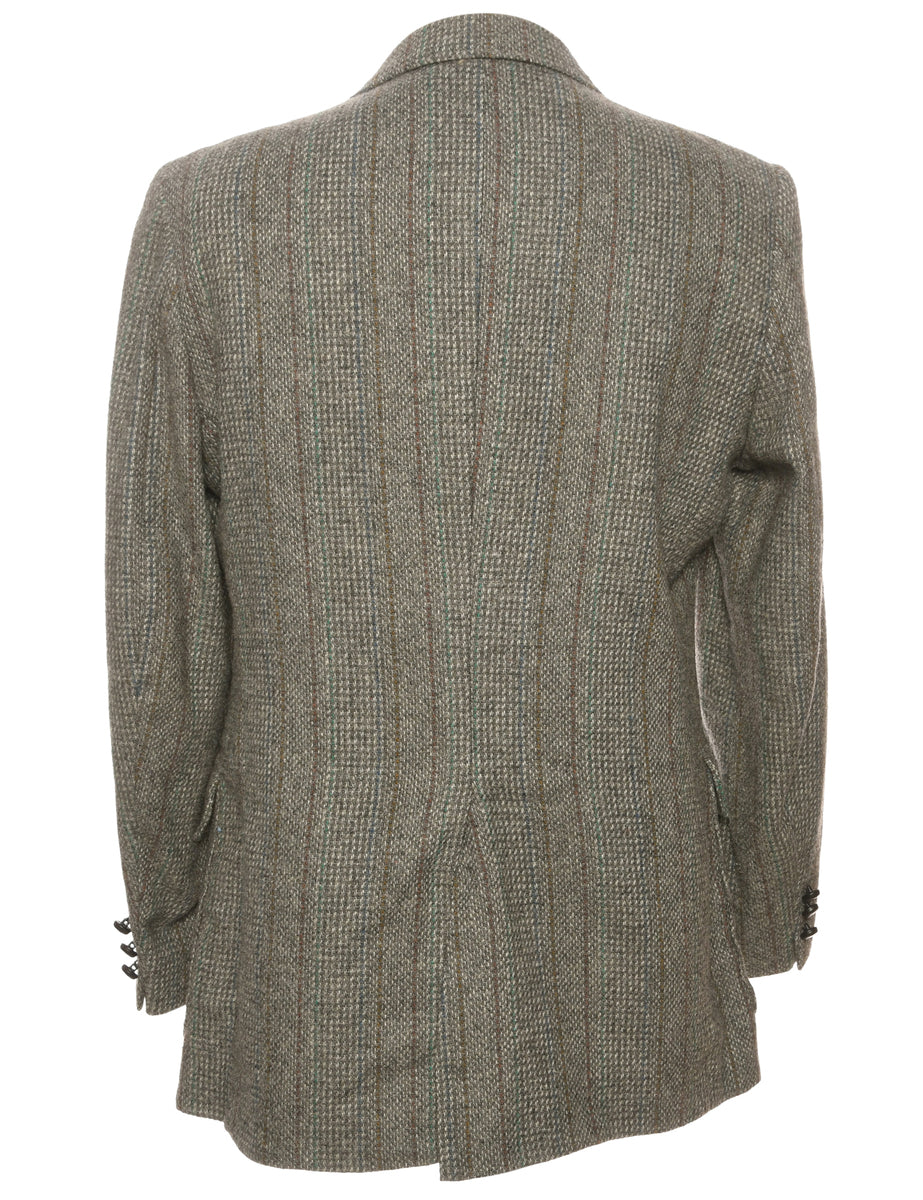 Single Breasted Wool Blend Classic Grey Blazer - M
