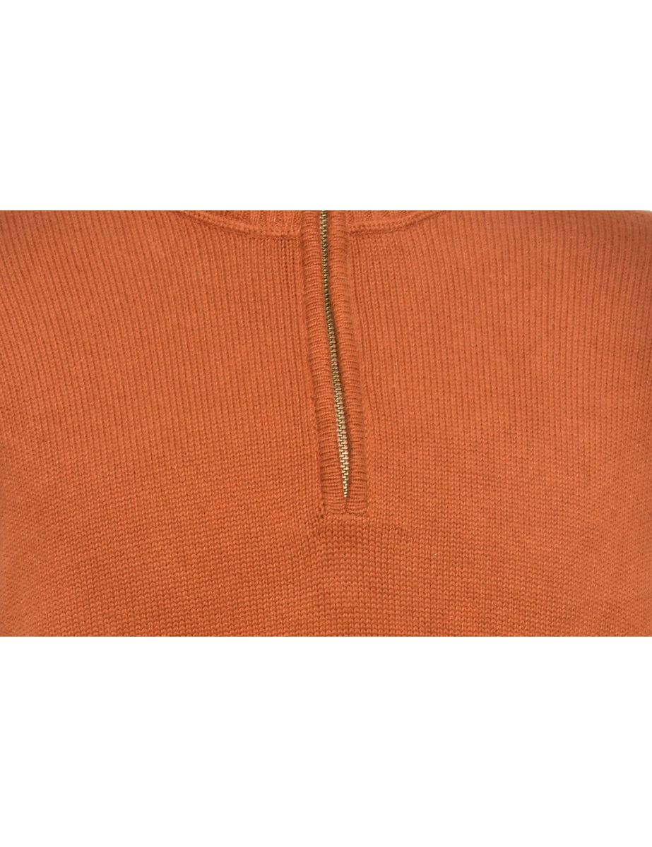 Quarter-Zip Burnt Orange Jumper  - L
