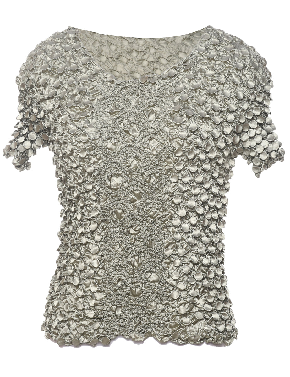 Olive Green Popcorn Top - M