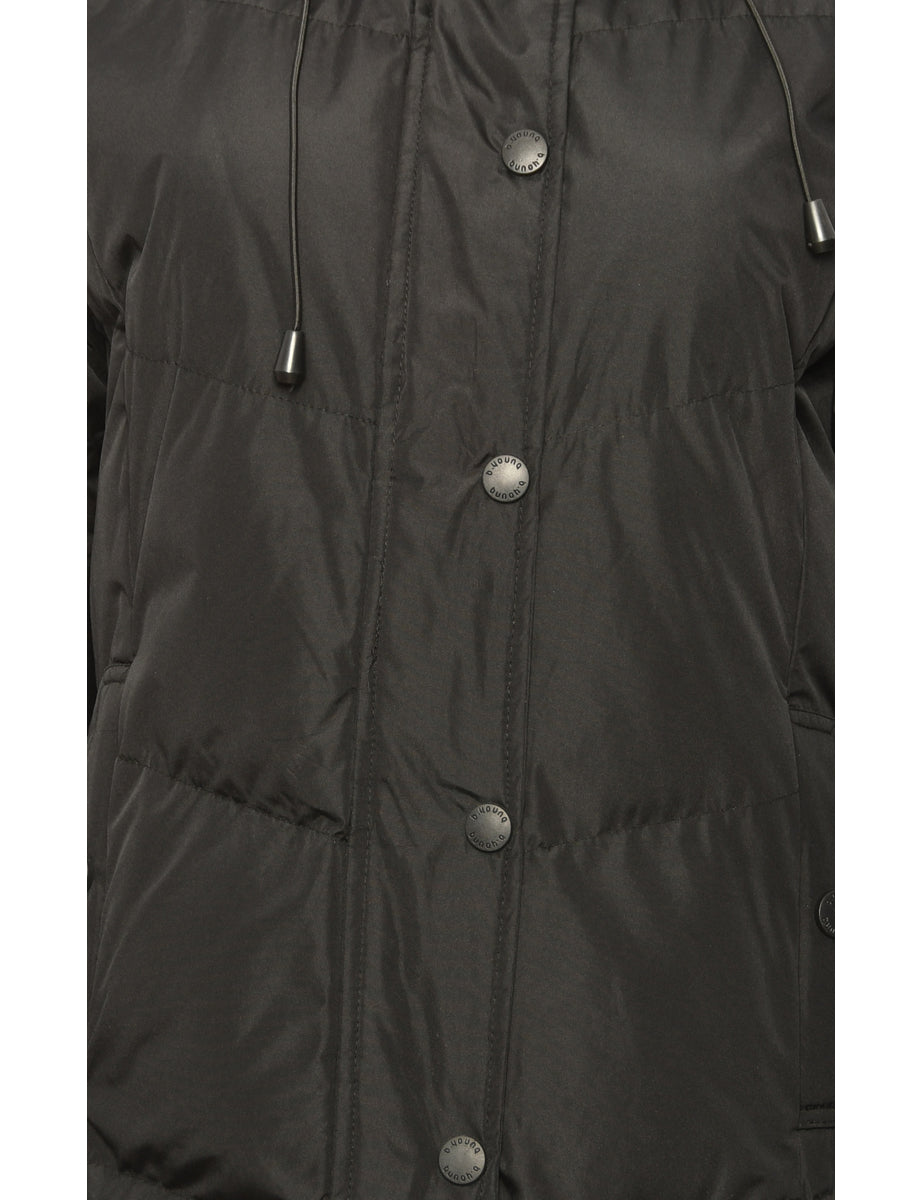 Zip-Front Black Classic Puffer Jacket - M