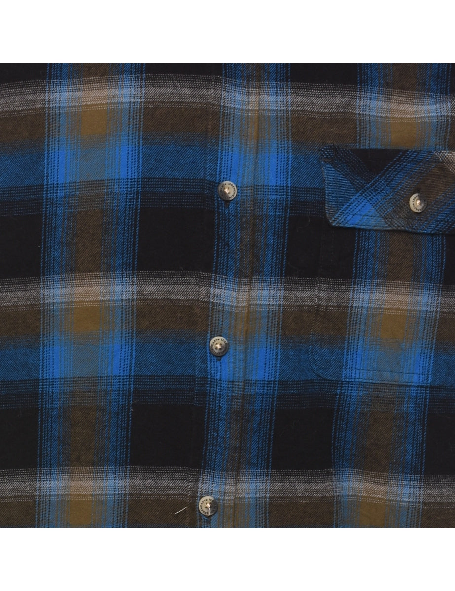 Blue & Brown Checked Flannel Shirt - M