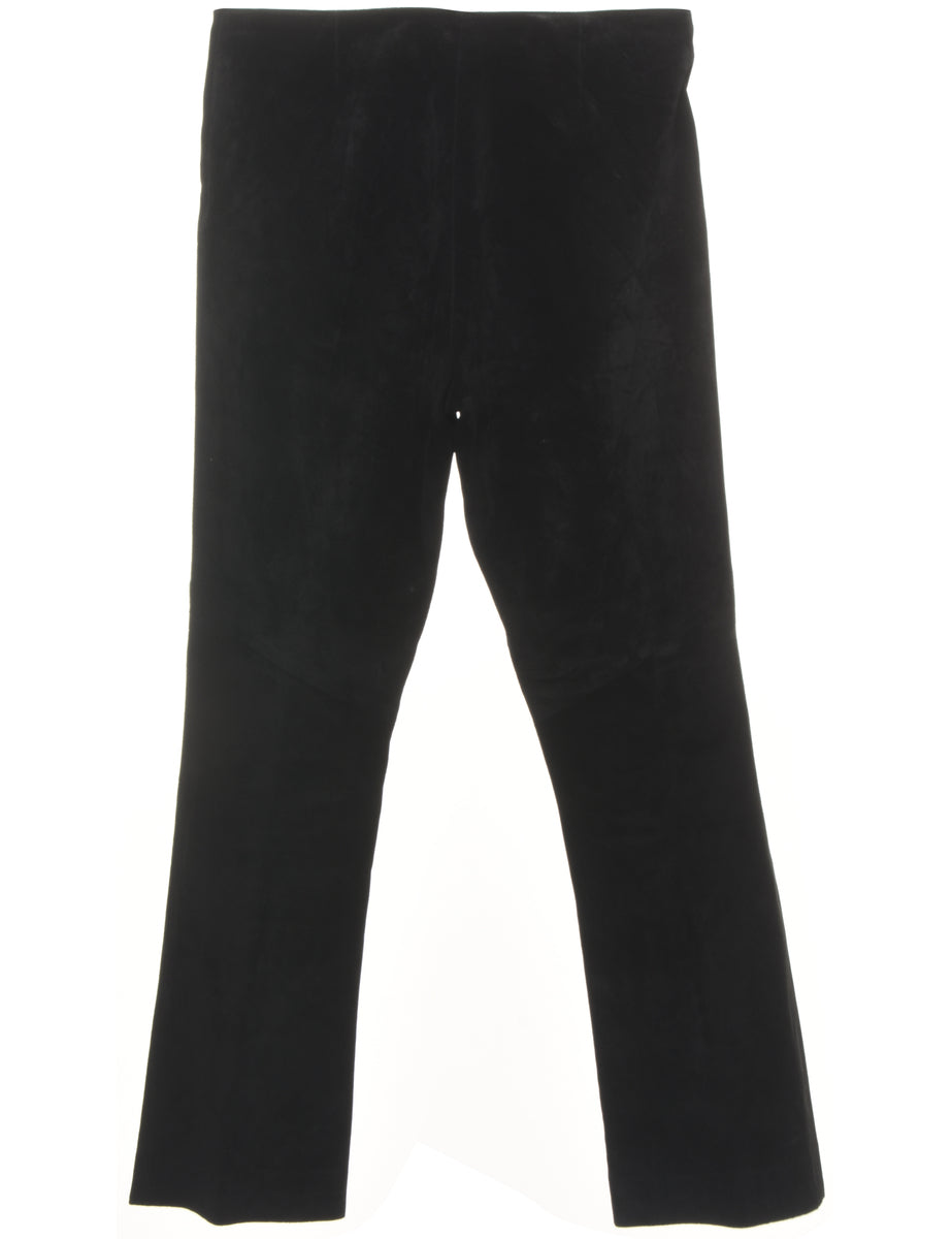 Plain Black Suede Trousers - W28 L29
