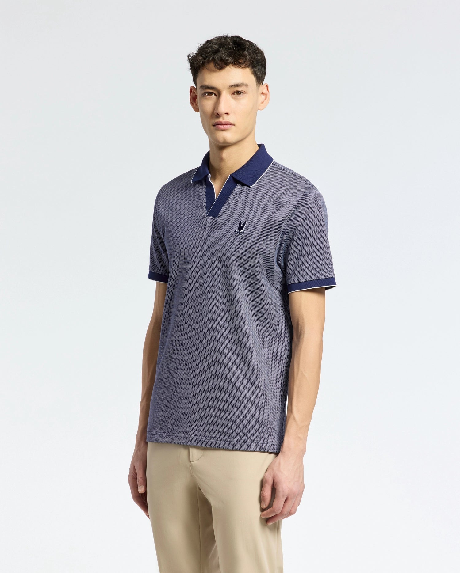 MENS MACKAY JACQUARD JOHNNY COLLAR POLO - B6K408F200
