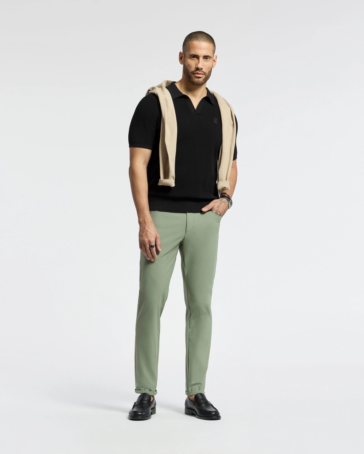 MENS LEETON JOHNNY COLLAR KNIT POLO - B6E562F200