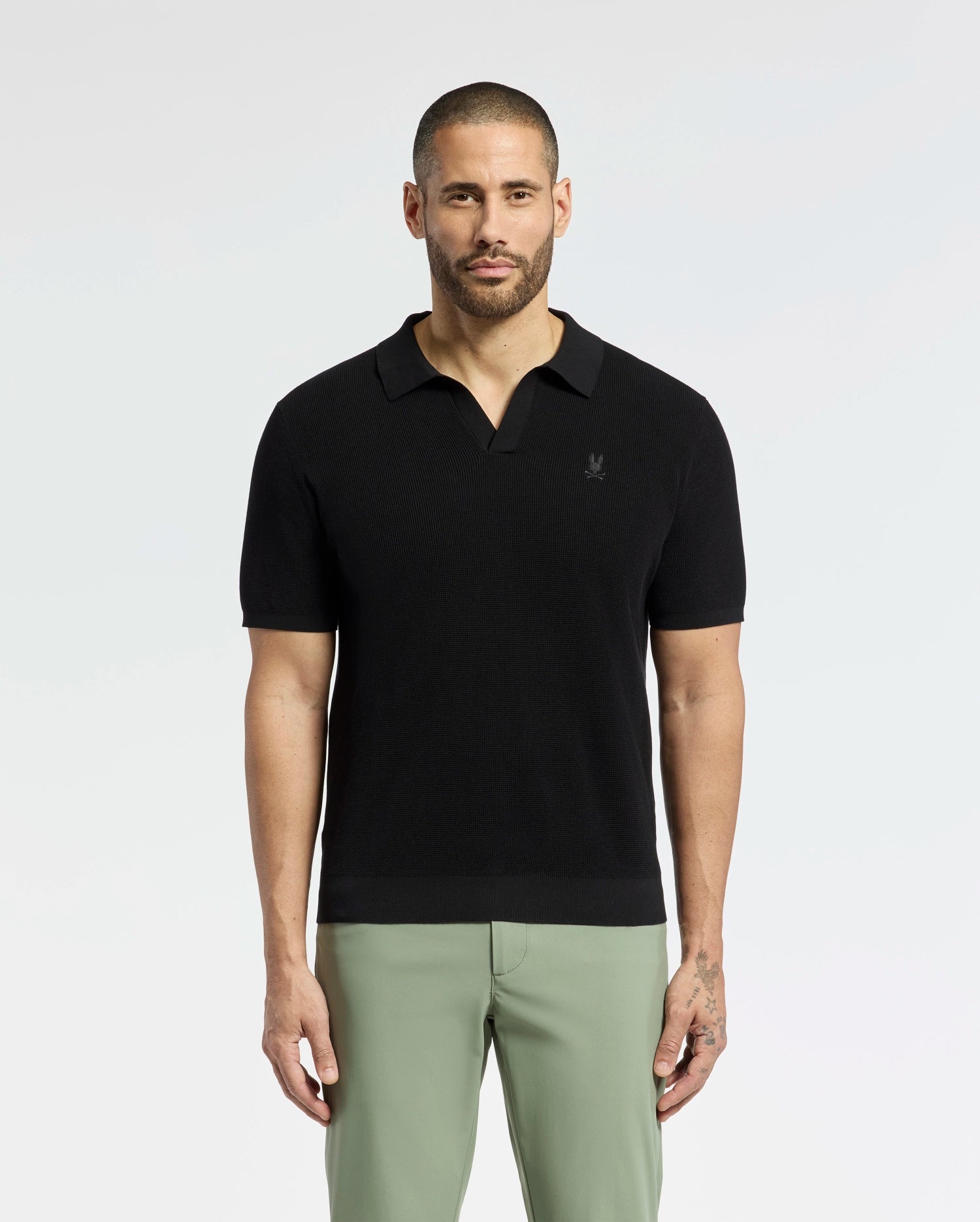 MENS LEETON JOHNNY COLLAR KNIT POLO - B6E562F200