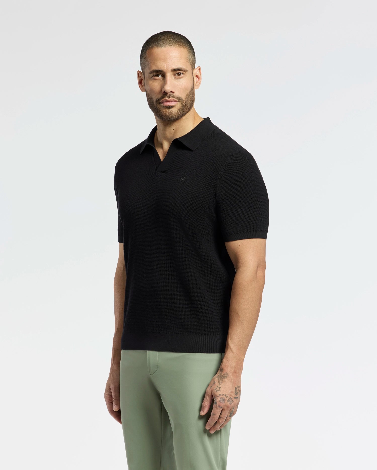 MENS LEETON JOHNNY COLLAR KNIT POLO - B6E562F200