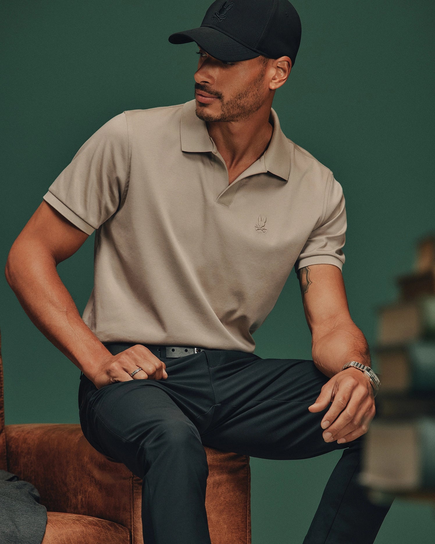 MENS BROADWAY PIMA INTERLOCK JOHNNY COLLAR POLO - B6K891D200