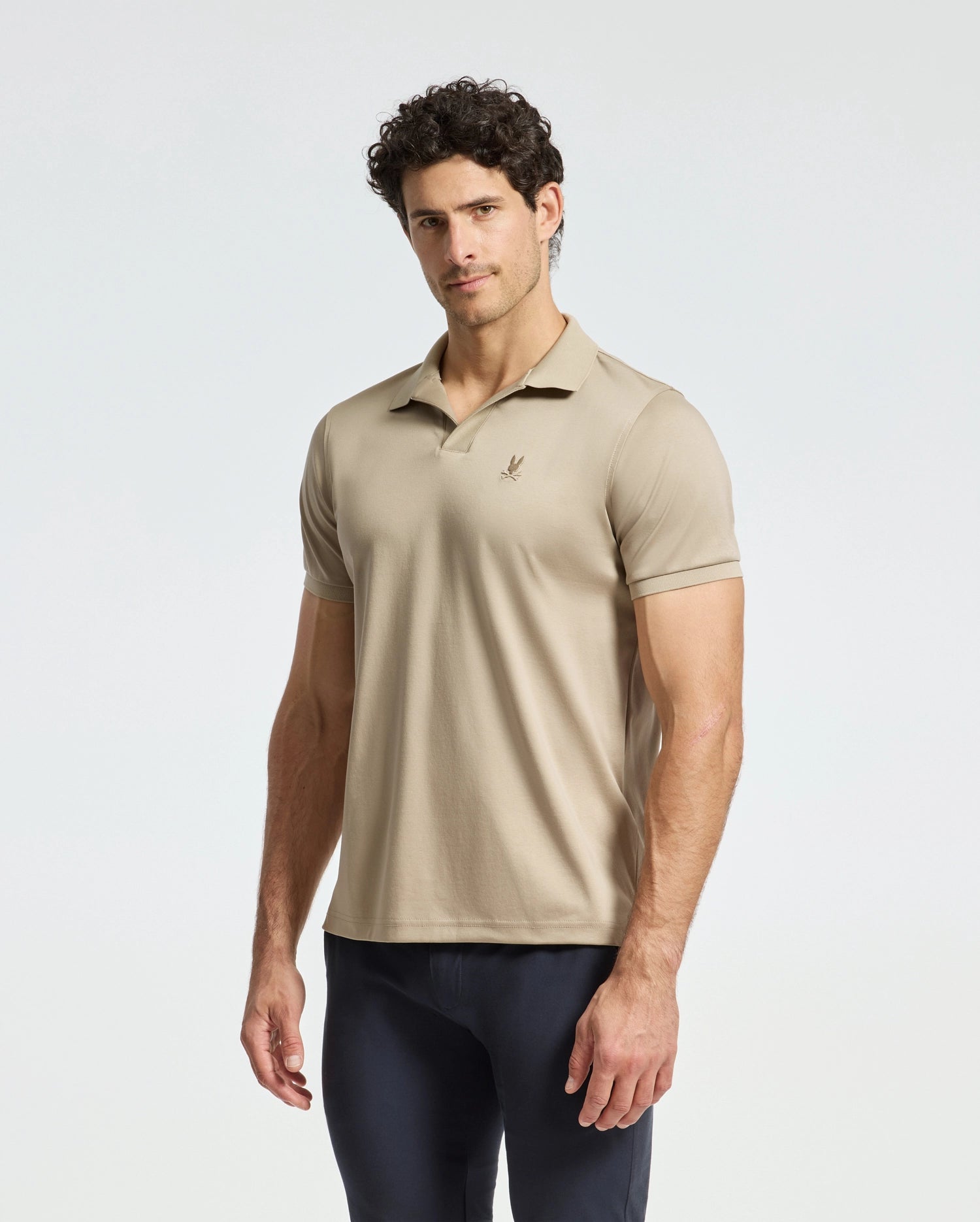 MENS BROADWAY PIMA INTERLOCK JOHNNY COLLAR POLO - B6K891D200