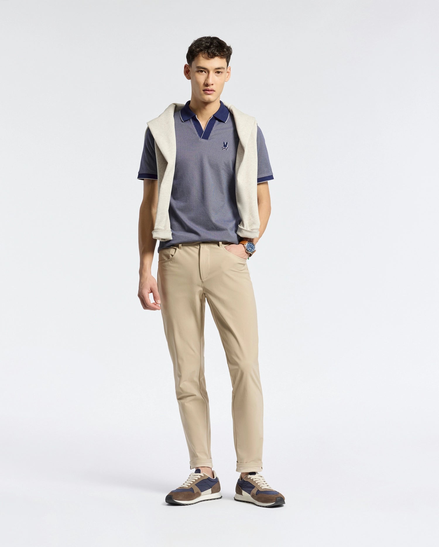 MENS MACKAY JACQUARD JOHNNY COLLAR POLO - B6K408F200