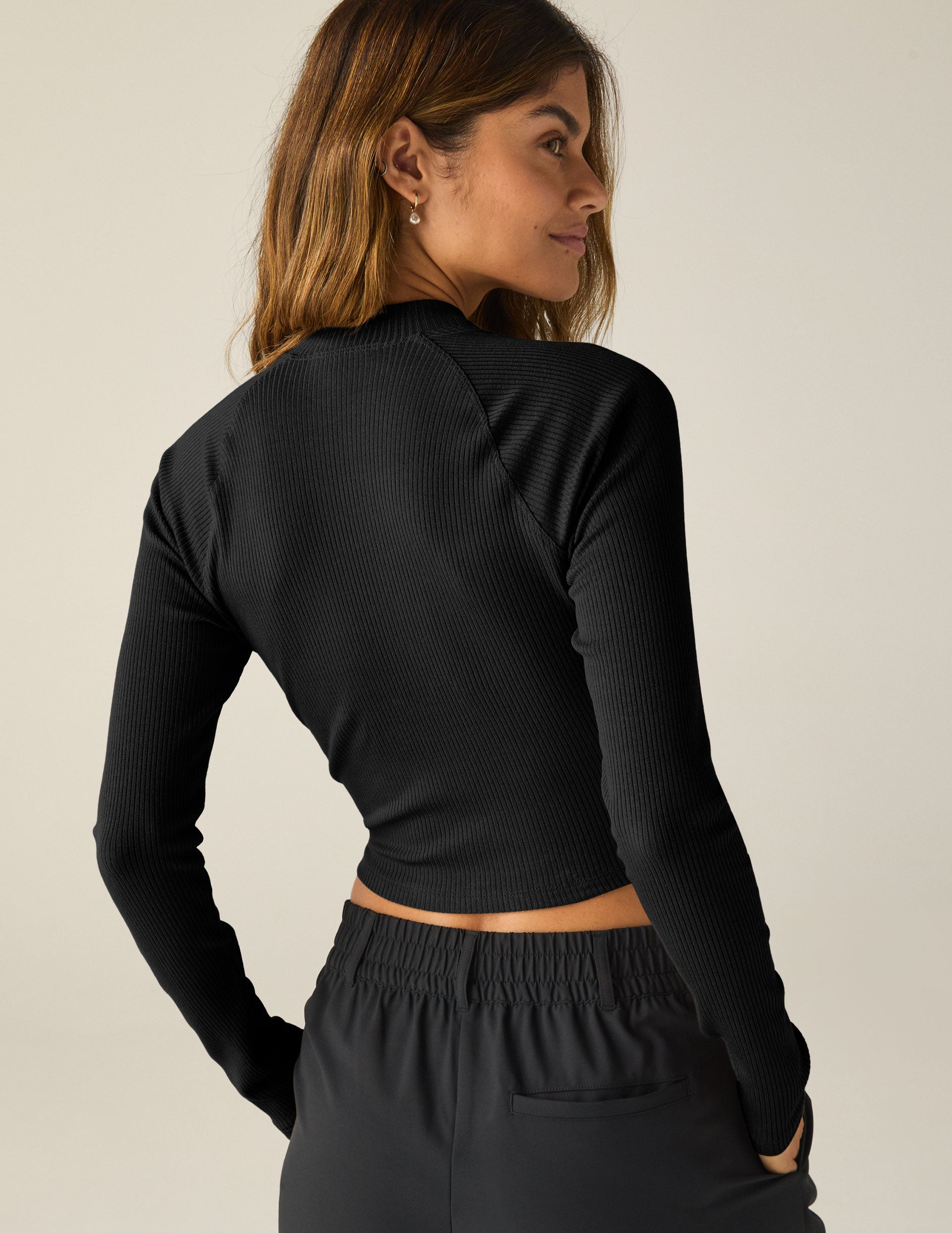 Contours Mock Neck Cropped Top