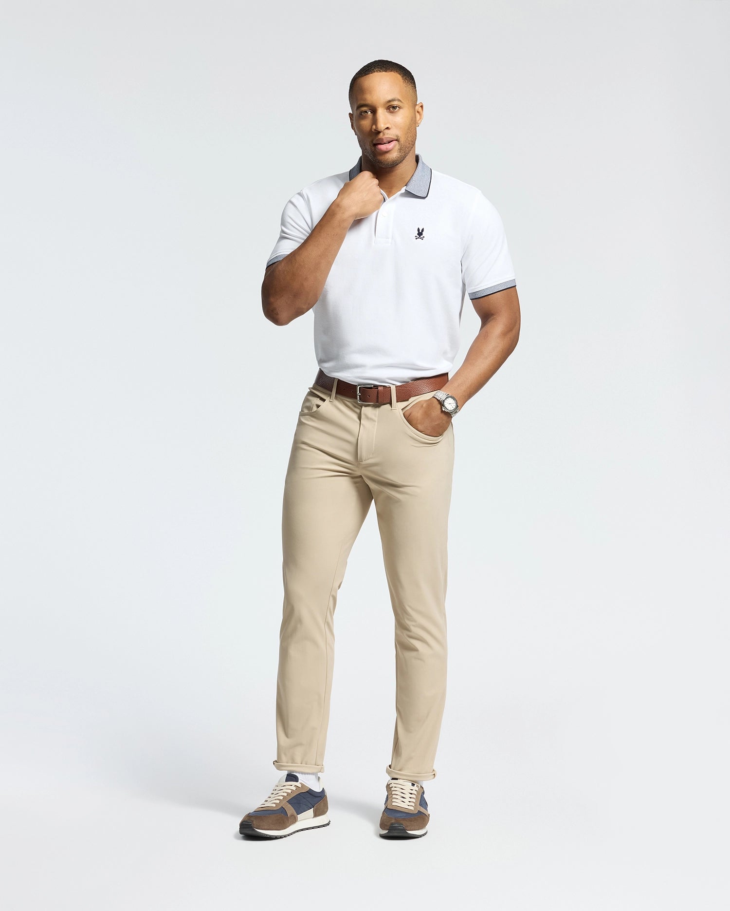 MENS JONAS STRIPE COLLAR PIQUE POLO - B6K583F200