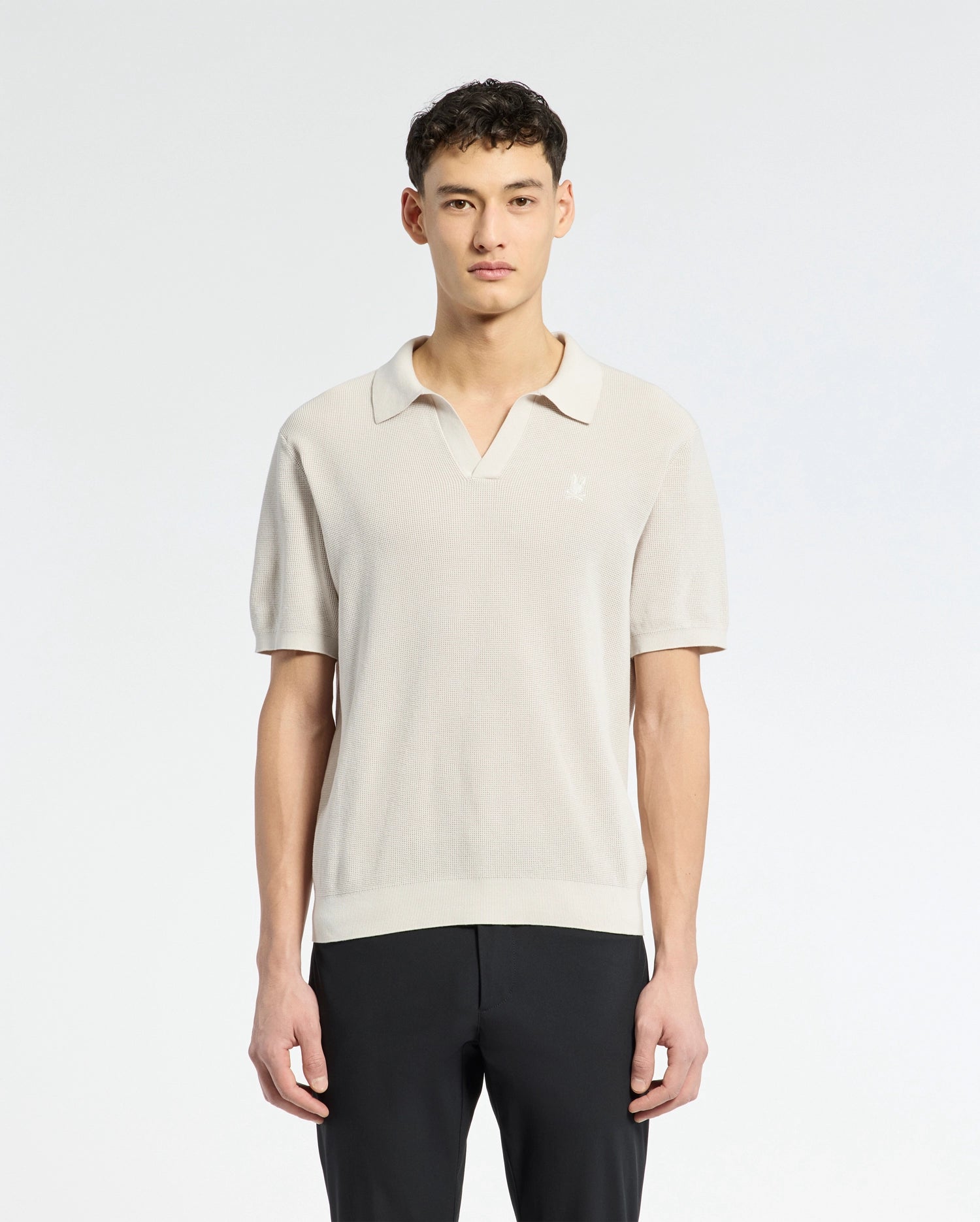 MENS LEETON JOHNNY COLLAR KNIT POLO - B6E562F200