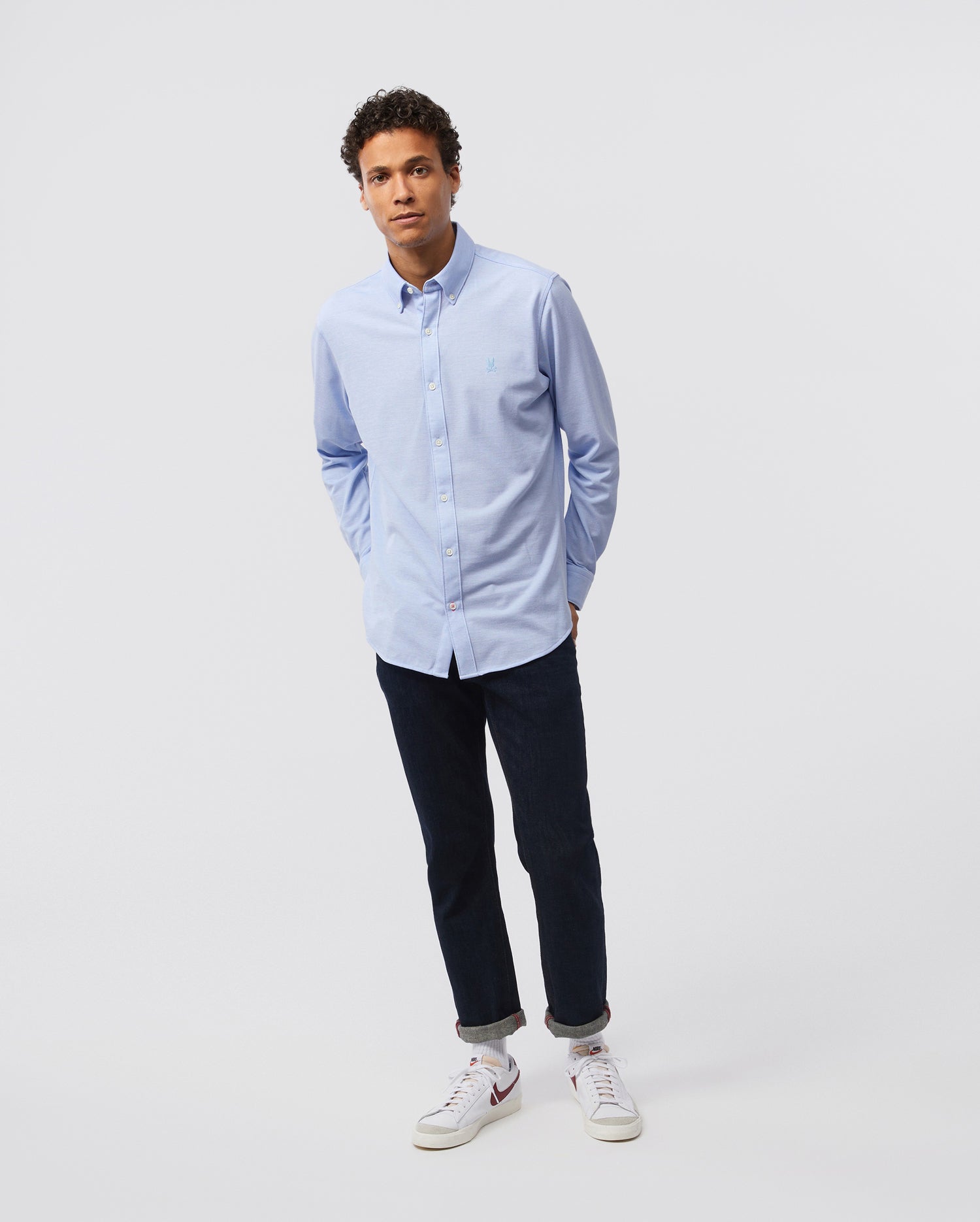 MENS ASTOR LONG SLEEVE COTTON PIQUE OXFORD SHIRT - B6C821U1PC