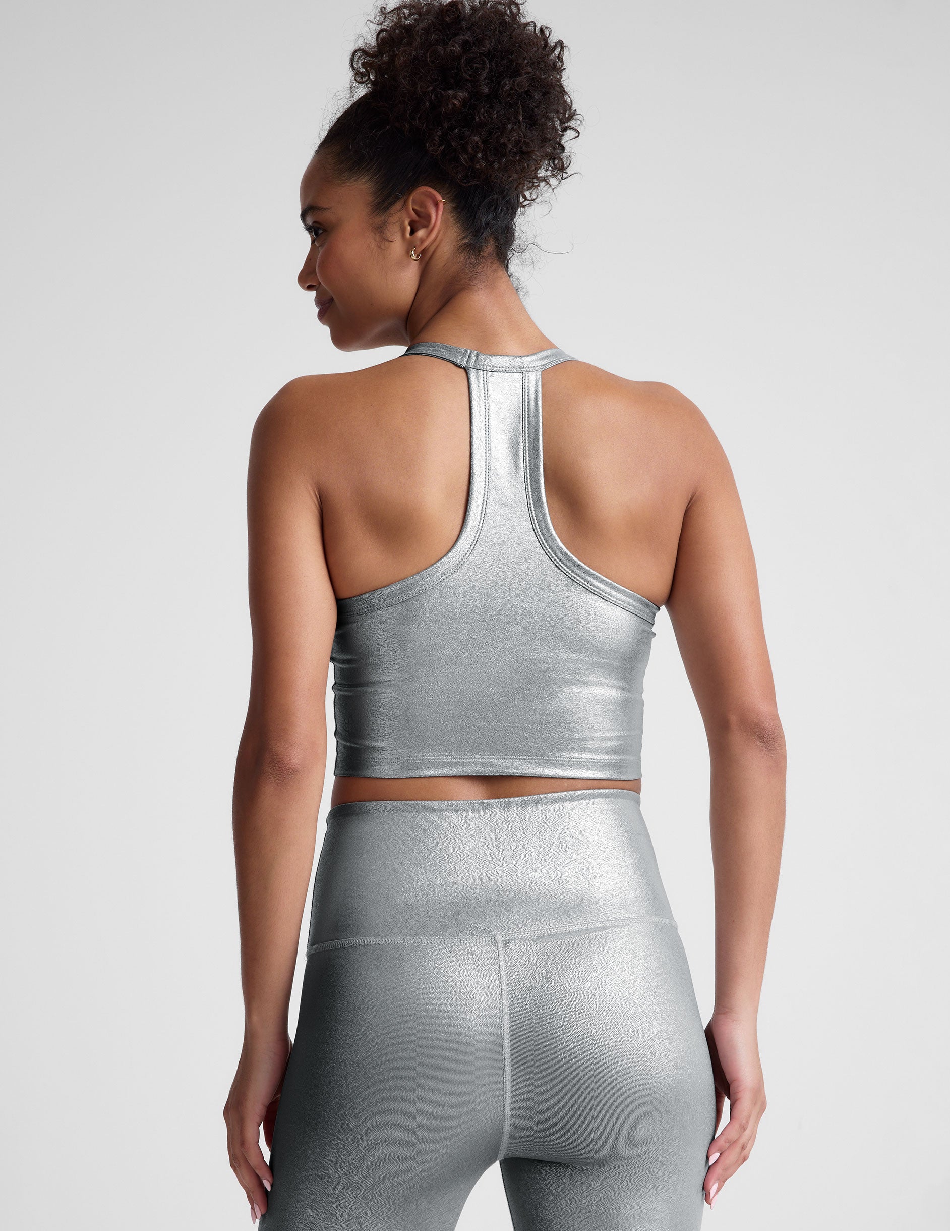 Liquid Silver On The Up Cropped Tank
