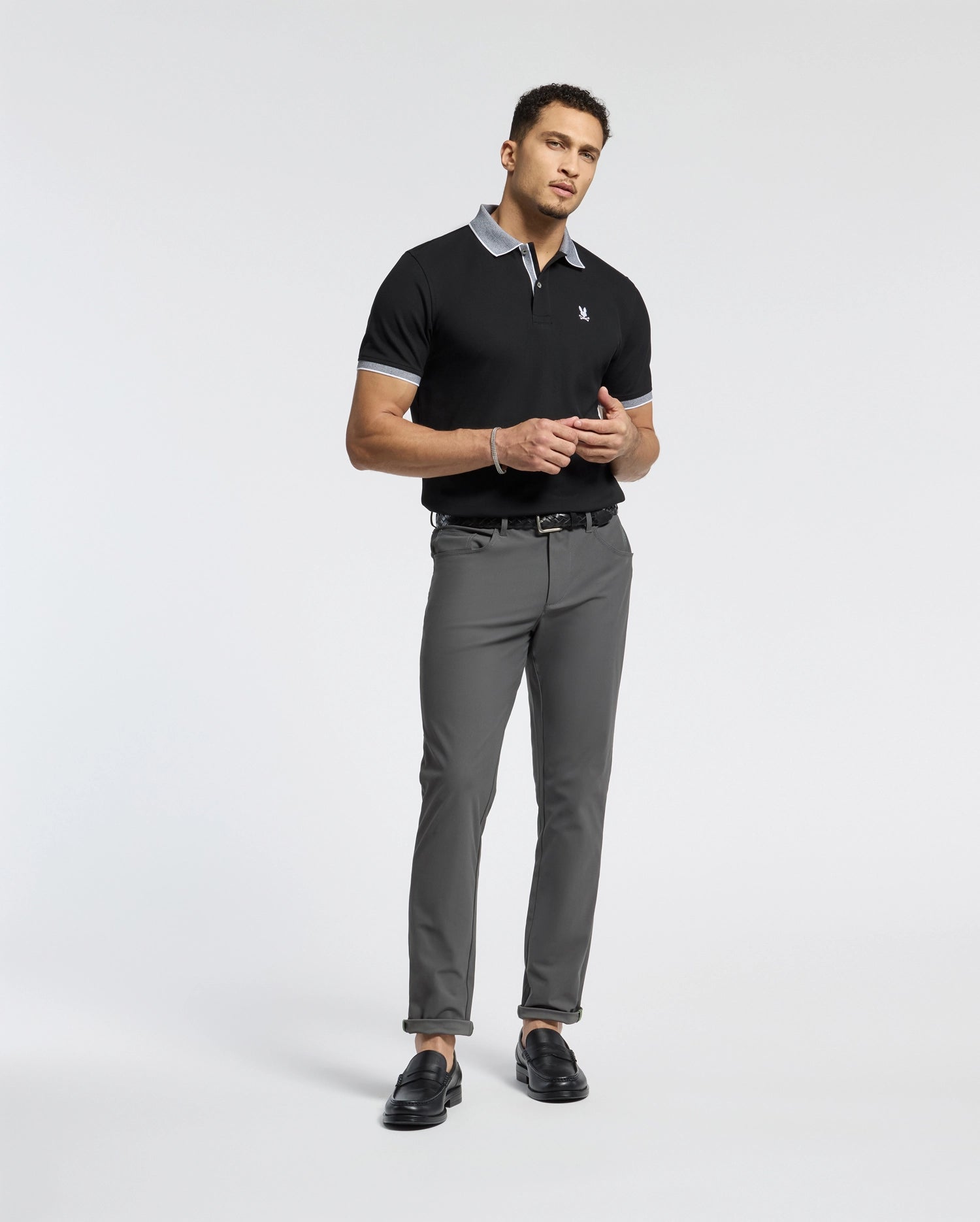 MENS JONAS STRIPE COLLAR PIQUE POLO - B6K583F200