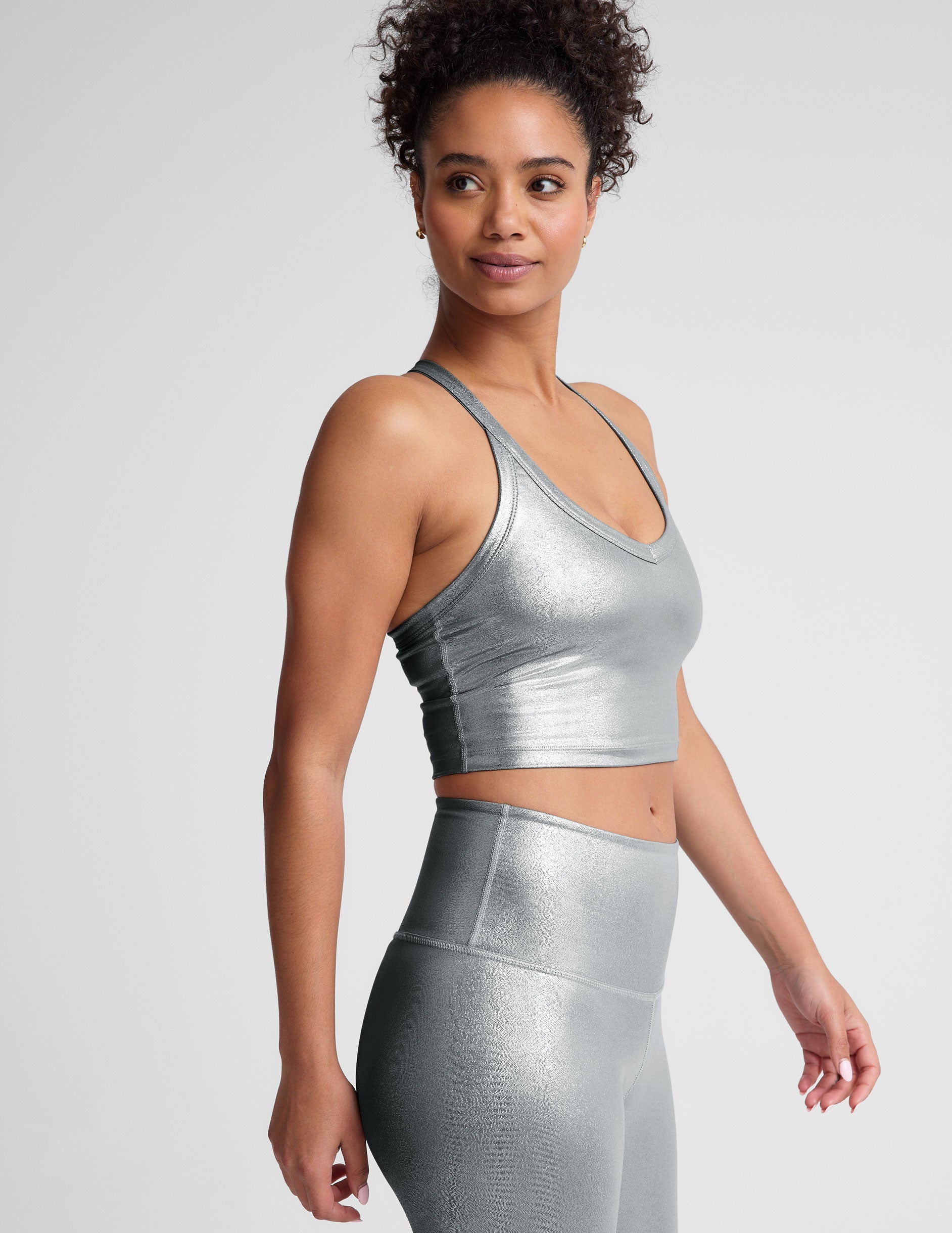 Liquid Silver On The Up Cropped Tank