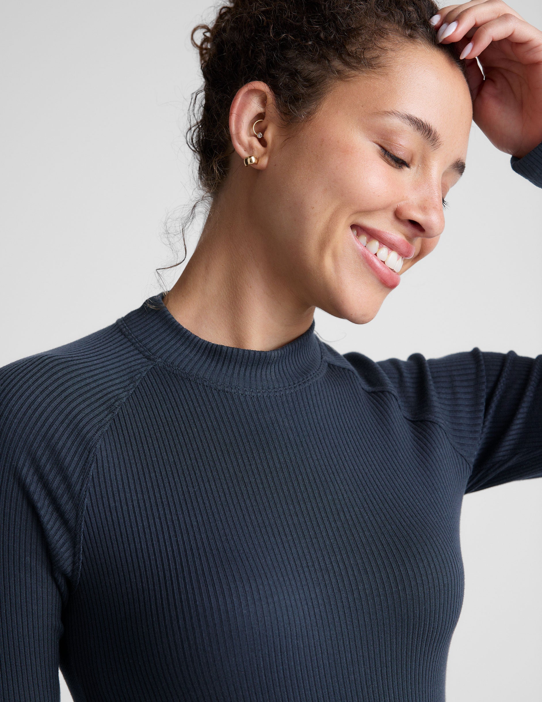 Contours Mock Neck Long Length Top