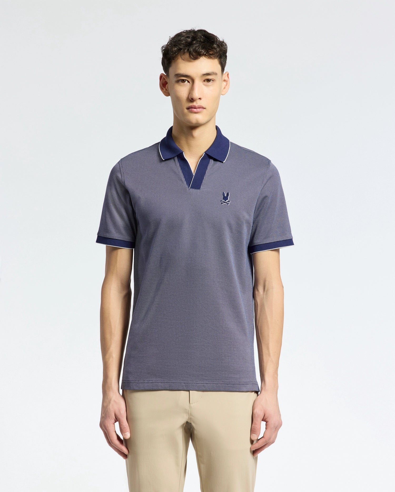 MENS MACKAY JACQUARD JOHNNY COLLAR POLO - B6K408F200